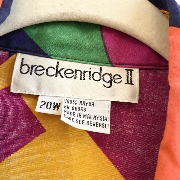 Breckenridge Women's Short‎ Sleeve Button Down Red Multicolor Shirt Size 20W VTG - Picture 5 of 10